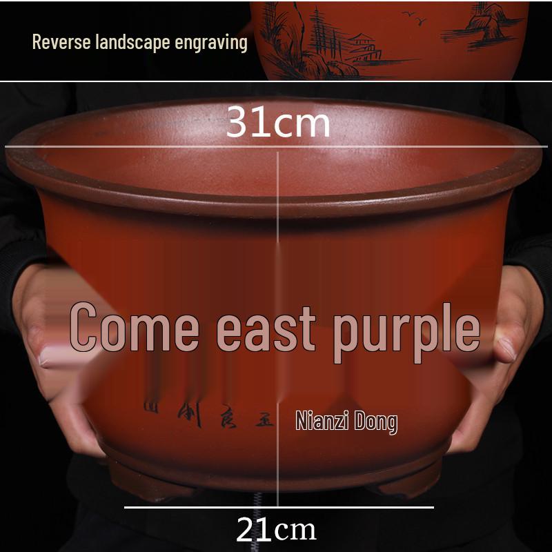 2021 Extra Large Purple Clay Tall Cylinder Ceramic Flower Pot
