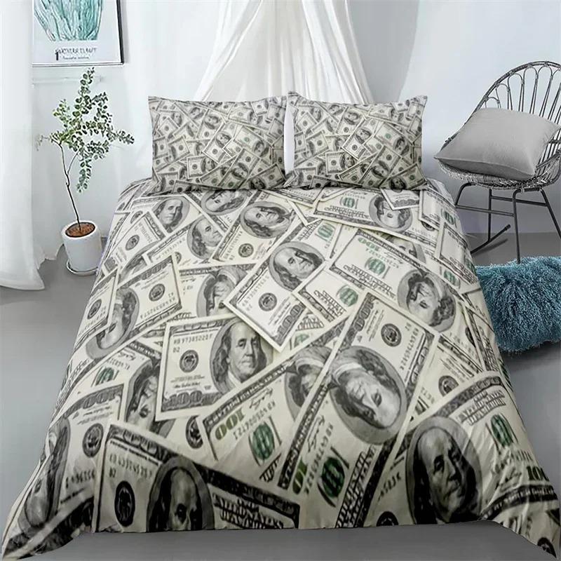 Money Queen Duvet Cover Dollar Bills Bedding Set For Boys Girls Teens Decor Microfiber The Ben Franklin Portrait Comforter Cover