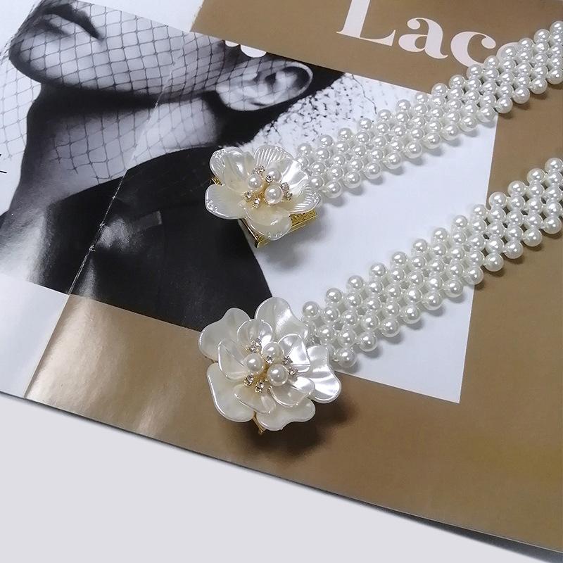 Pearl Elastic Belt Simple And Elegant With Skirt Dress Elastic Women Slim Slim And Thin Chain