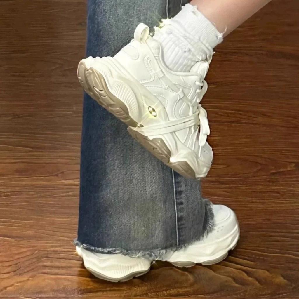Platform dad shoes women's  new spring and autumn mesh breathable versatile little white shoes ins trendy casual sports shoes