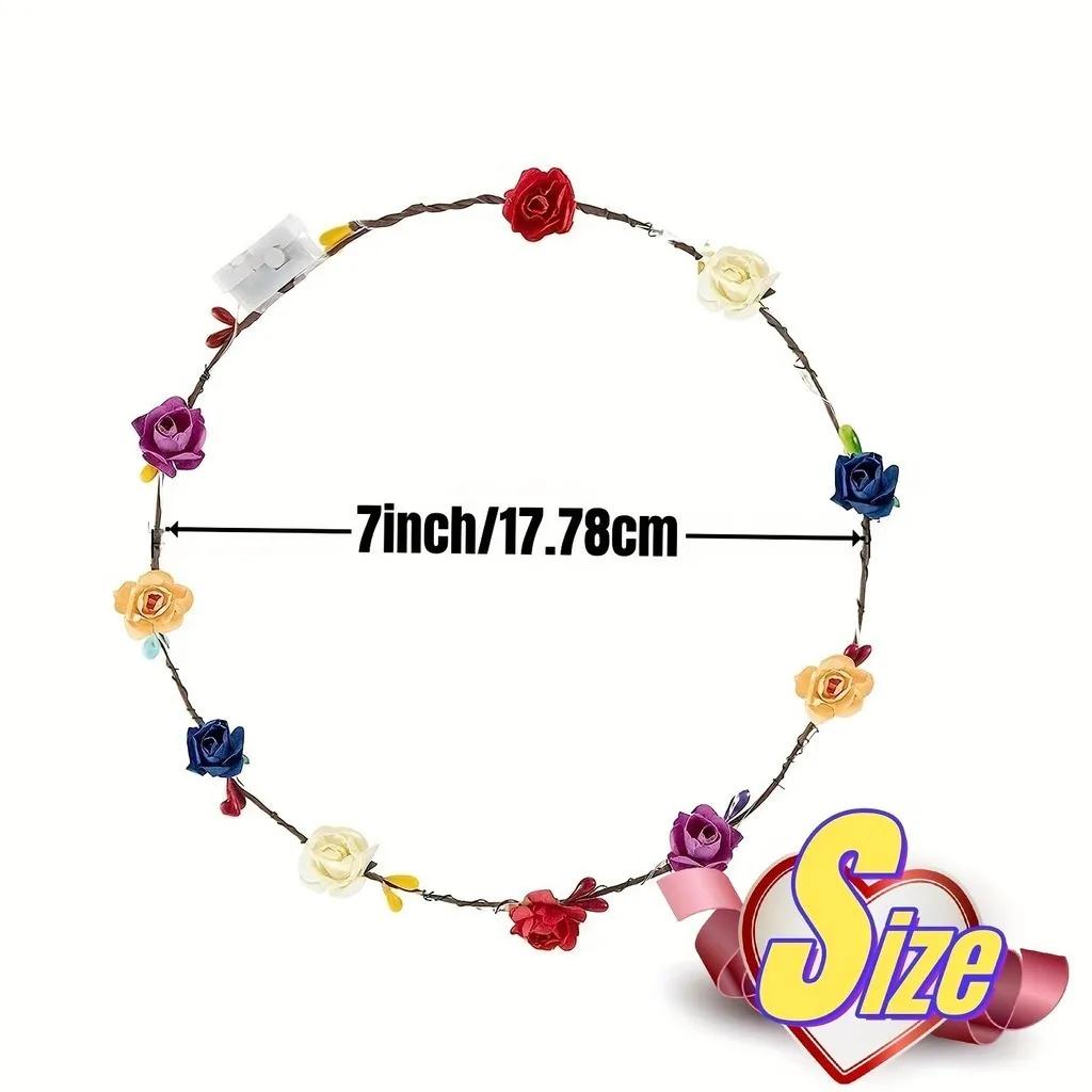 10 Stück LED-Blumenkronen-Stirnbänder Leuchtende Blumenkrone Girlande Blumenkopfschmuck Blumenkopfschmuck Frauen Mädchen Haarschmuck