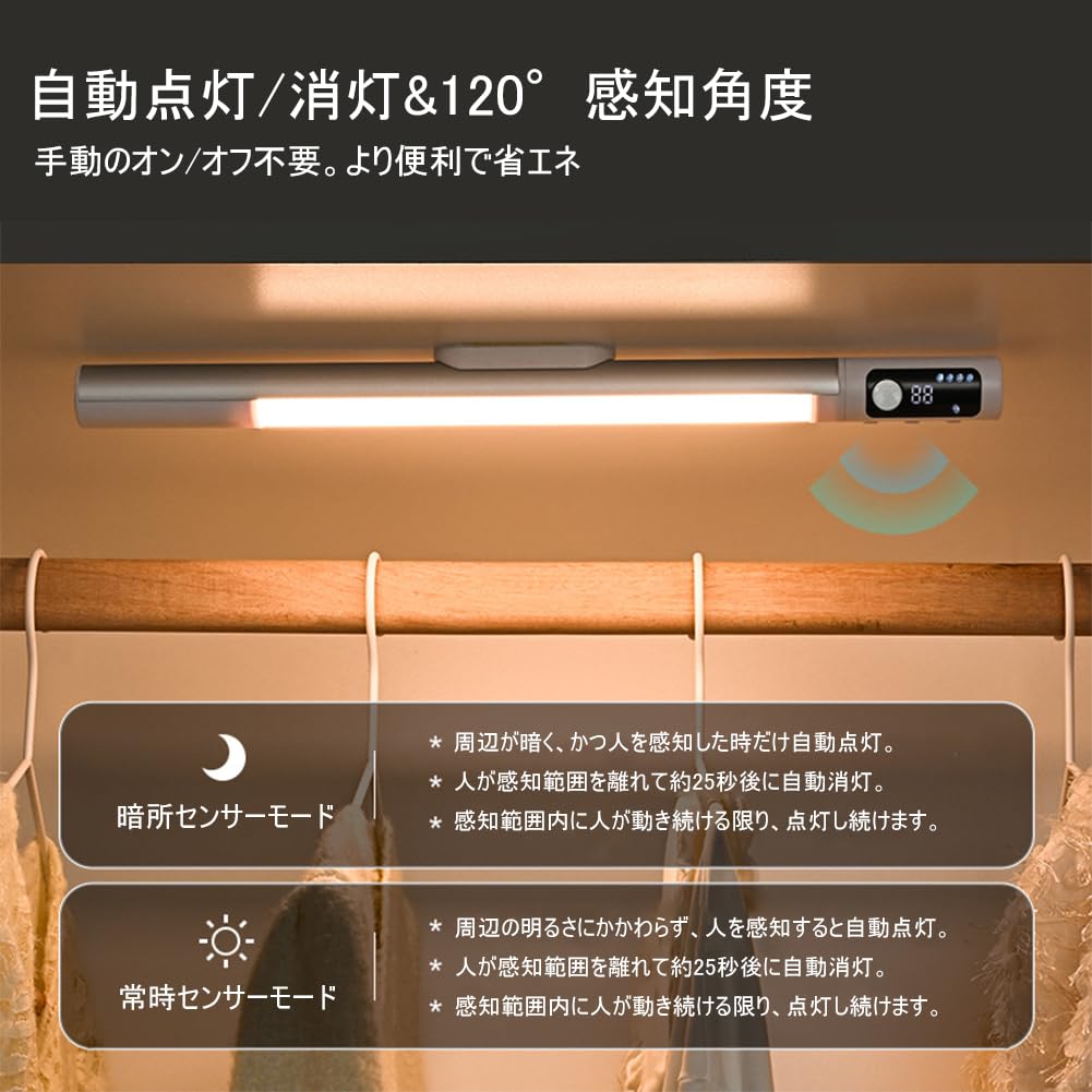 LED Desk Lamp with Sensor, USB Rechargeable [Adjustable Sensor Angle + 2 Sensor Modes + 3 Color Lights], Magnetic Mounting, 4-Level Dimming,