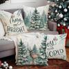 New Christmas Tree Deer Christmas Pillow Cover Linen Printed Pillow Cover Festive Room Sofa Ornament Cushion Cover