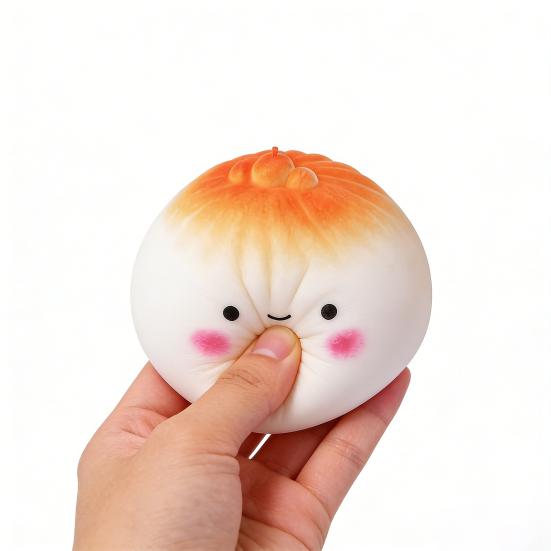 Cartoon Steamed Bun Fidget Toy Stress Relieving Stuffed Bun Squeeze Toy Simulated Dumpling Dough Ball Office Desk Toy