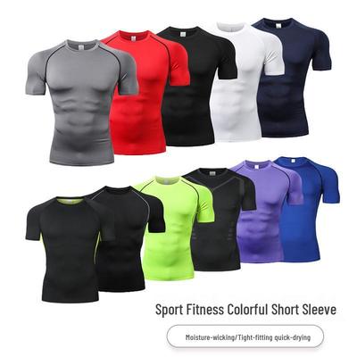 Pánské rychleschnoucí elastické sportovní tričko - Prodyšné ledové hedvábí s krátkým rukávem Fitness oblečení