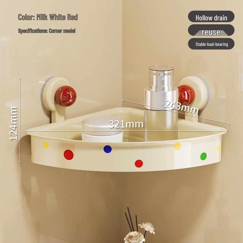 Wall-Mounted Vacuum Suction Cup Bathroom Shelf and Cosmetics Organizer