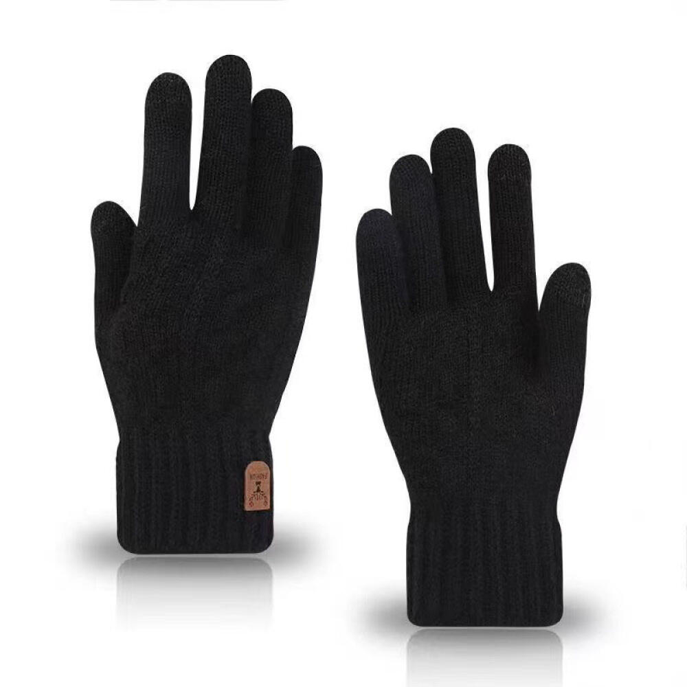 1Pair Winter Warm Gloves for Men and Women Touchscreen Thickened Knitted Gloves Outdoor Cycling Sports Cold Resistant Gloves