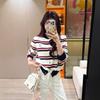 Button Knitted Cardigan Sweater Women's Autumn and Winter Lazy Style Loose and Thin Contrasting Color Short Long-sleeved Jacket Top
