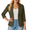 Womens Casual 3/4 Sleeve Blazers Open Front Solid Color Lapel Collar Work  Business Suit Jackets