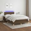 Box Spring Bed with Mattress & LED Dark Brown 120x190 cm Fabric
