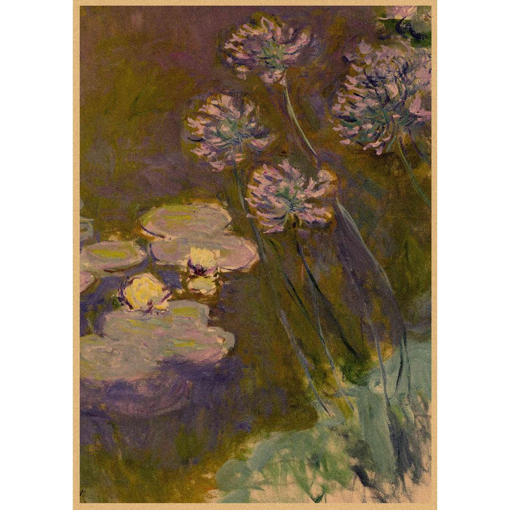 Monet Oil Painting Retro Kraft Paper Poster for Restaurant, Bar, Cafe Wall Decor