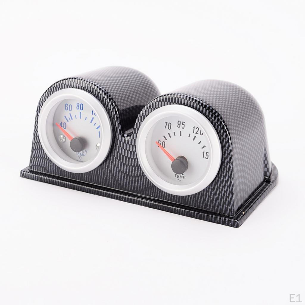 Car Carbon Fiber Look Two Holes Dual Meter Mount Holder Mm