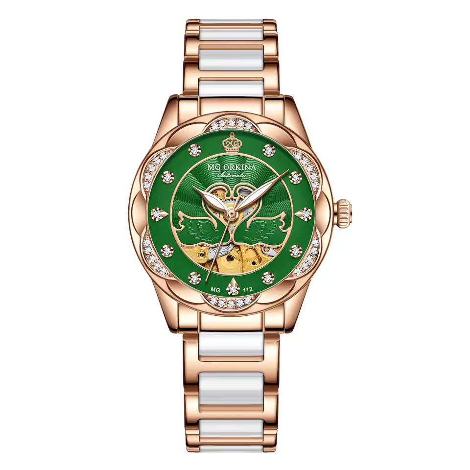 Ladies Automatic Mechanical Watch Crystal Inlay