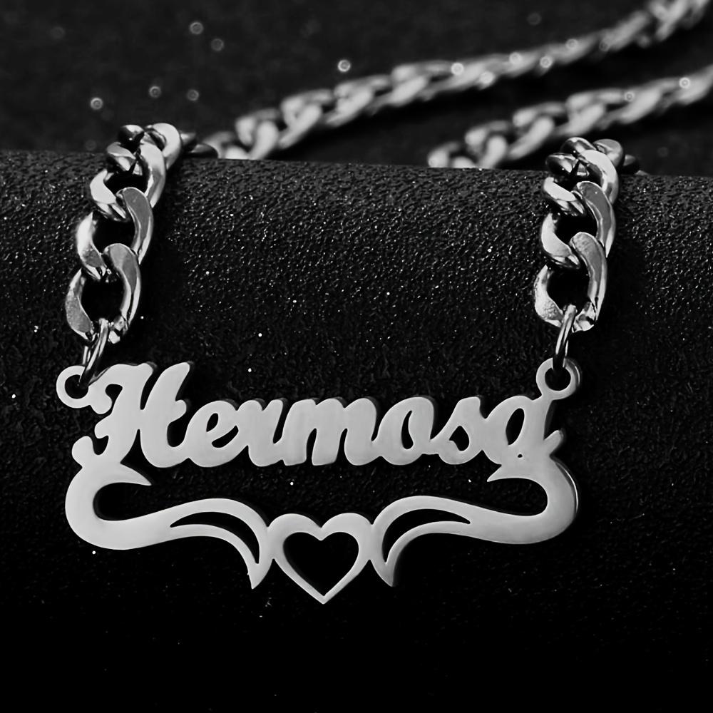 

Custom Heart Ribbon Necklaces For Women Gold Color Stainless Steel Cuban Chain Name Necklace Wedding Engagement Jewelry Gift