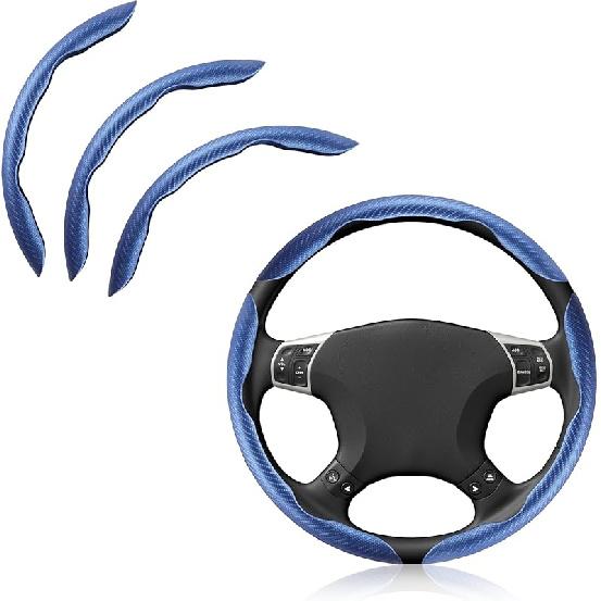 Pincuttee Carbon Fiber Steering Wheel Cover - 3PC Universal Non Slip Steering Wheel Protector, Matte Black