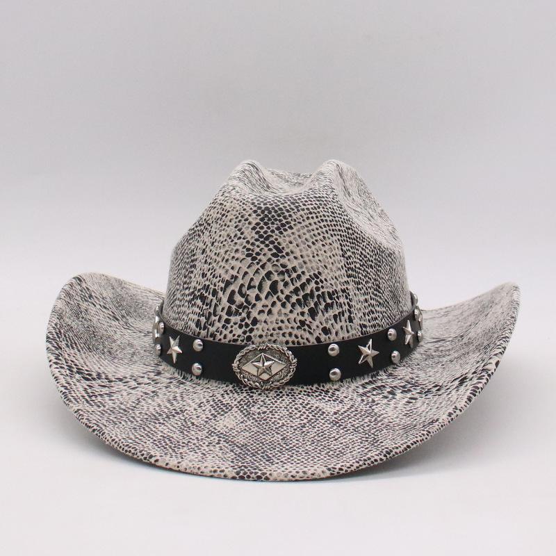 One-Word Cowboy Straw Hat Big-Brimmed Top Hat Women'S Sun Hat Hard Summer Couple Jazz Hat