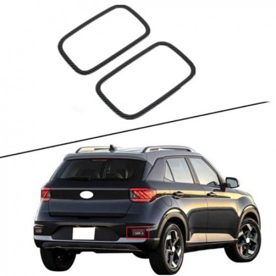 For Hyundai Venue 2019-2024 Carbon Fiber Rear Fog Lamp Bumper Light Cover Trim