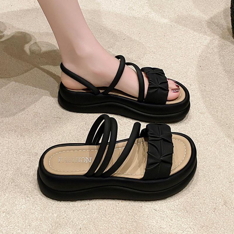 

Slippers with skirts, women s summer wear 2025 new thick-soled muffin, fairy wind, seaside beach, two sandals 35