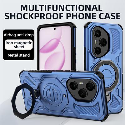 Stoßfeste Panzerhülle für Huawei Honor X9C 200 Magic 7 Lite 400 Pro Magnetischer Airbag Schutz Drehbar Sturzsicher Ständerabdeckung
