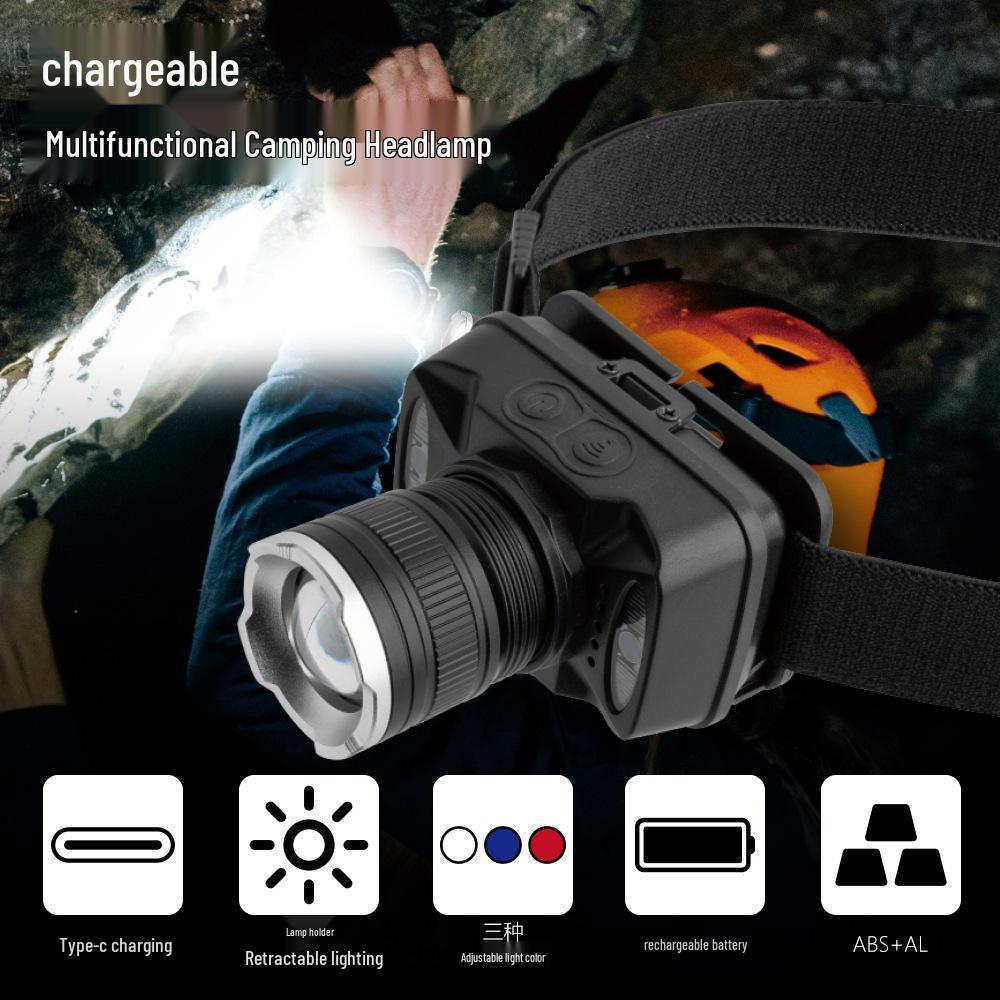 Rechargeable Super Bright LED Headlamp - Compact and Durable for Night Fishing and Outdoor Use with Long Battery Life