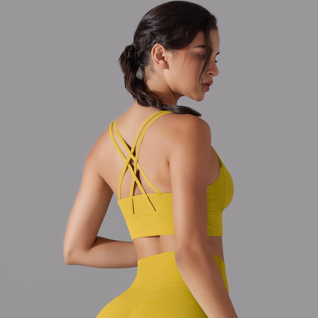 Nessaj Pustende Løpesportsvest Kvinner Push Up Yoga BH Back Cross Gym Fitness Undertøy