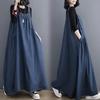 Spring, Summer, Autumn and Winter Craft Denim Fried Color Color Retro Loose and Skinny Denim Strap Skirt Long Pendulum
