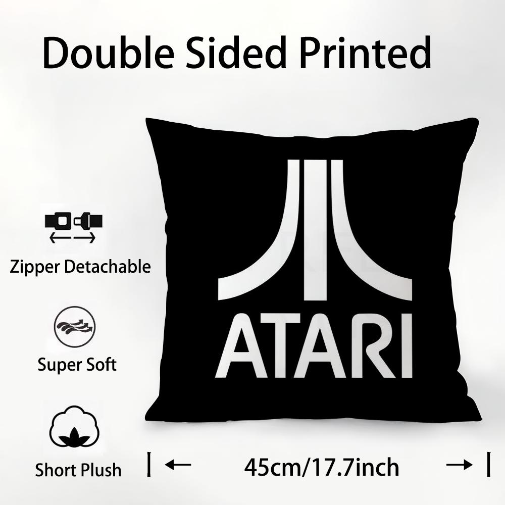 A-AtariS Game Logo Pillow Case Plush Fabric Soft Double Sided Print Sofa Cushion Cover Throw Pillow Covers