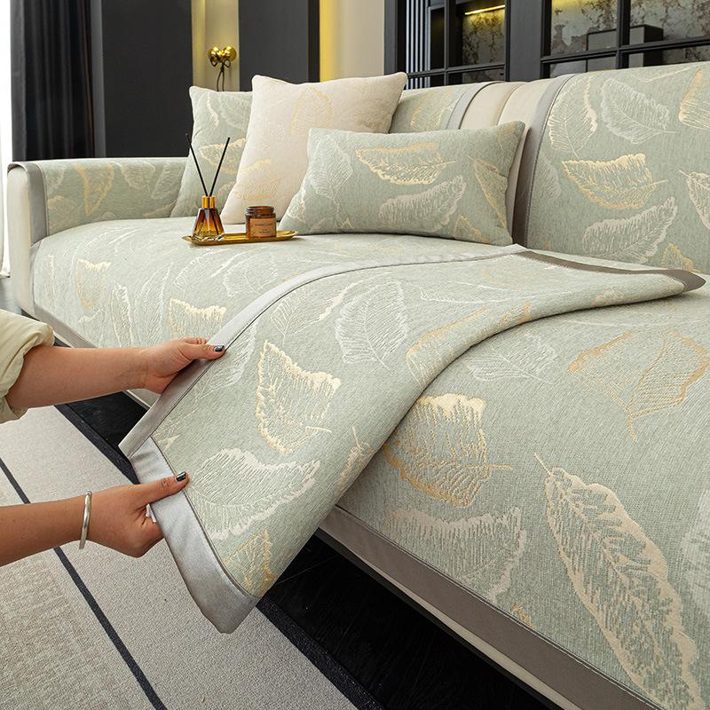 Light Luxury High-End Sofa Towel Cover Cloth Four-Season Universal Non-Slip Straight Row Seat Cushion  New Leather Sofa Cushion