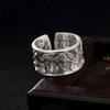 Lotus Leaf Heart Sutra Ring for Men and Women Open Retro Trendy Lotus Ring Wide Face