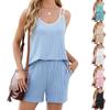 Summer New Arrivals Women's Color Block Crew Neck Pocket Shorts Set Casual Outfit