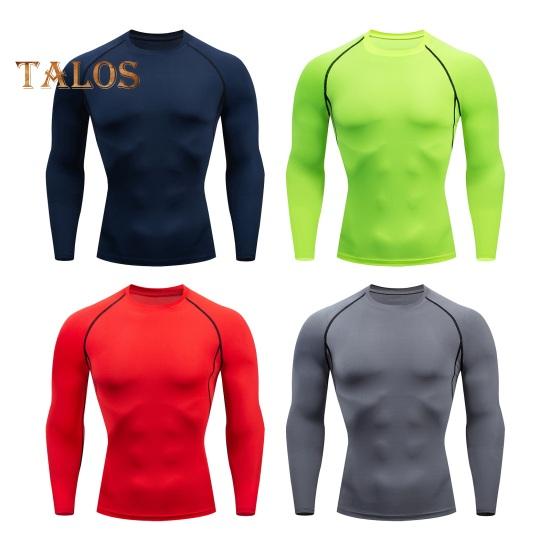 Men Sport Top 3D Slim Fit High Elasticity Round Neck Quick-drying Long Sleeves Slim Fit Compression Figure Shaping Gym Running Basketball T-shirt