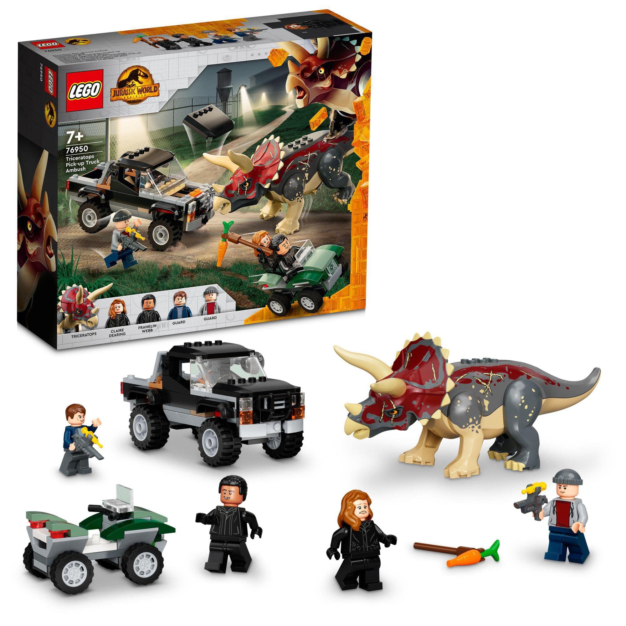 

LEGO Jurassic World Triceratops Truck Attack 76950 Toy Blocks Gift Dinosaur for Boys and Girls Ages 7 and Up