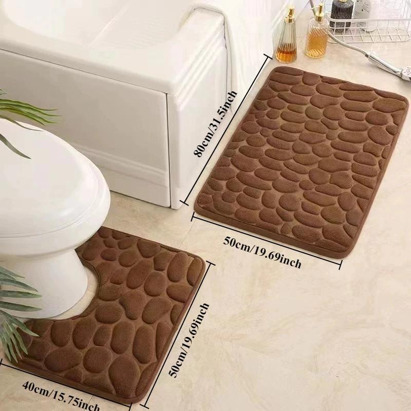 Pebble Embossed Bath Mat Super Absorbent Quick-Dry Thickened Comfortable Toilet Non-slip Floor Mat Machine-Washable Home Decor