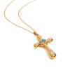 Youthway Gold Plated Stainless Steel Statement Unique Geometric Zircon Cross Pendant Necklace Anti Allergic Jewelry New
