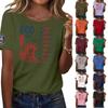 Women's Fashion Casual Printed Short Sleeve Round Neck Pullover Tops