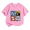 Kids Boys Girls 100% Cotton Crew Neck Short Sleeve T-shirt, Funny Cartoon Game Character Print Casual Soft Breathable Tee Top for Daily Wear