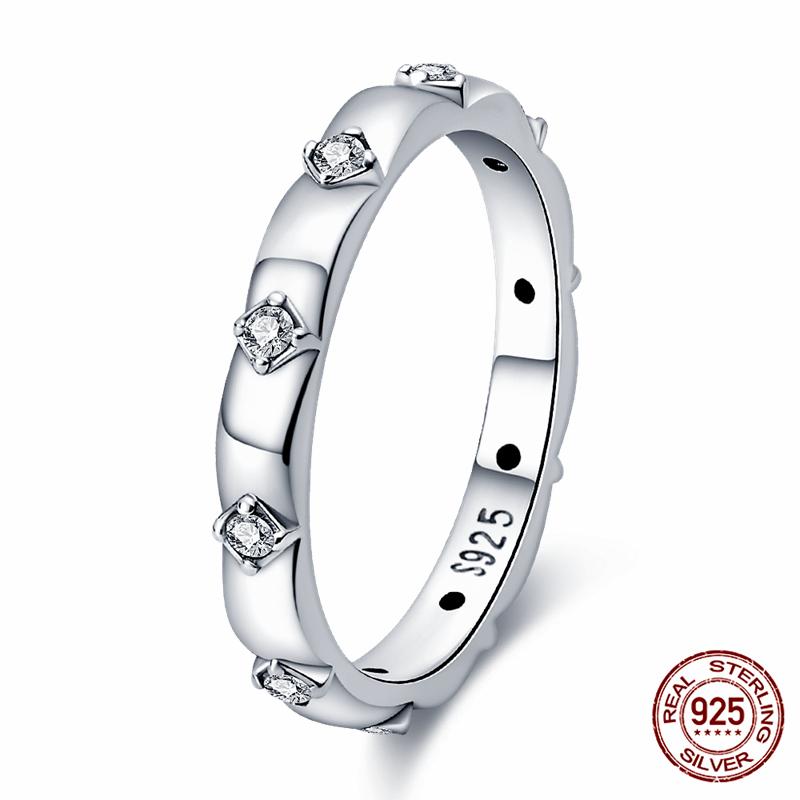 Brand New 100% Genuine 925 Silver Women's Ring Original Heart Crown Rose Gold Crystal Engagement Ring Wedding Anniversary Jewelr