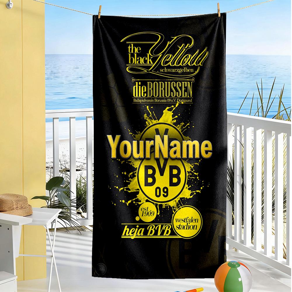 Borussia Dortmund Customizable Name Beach Towel High Absorbency & Quick-Dry