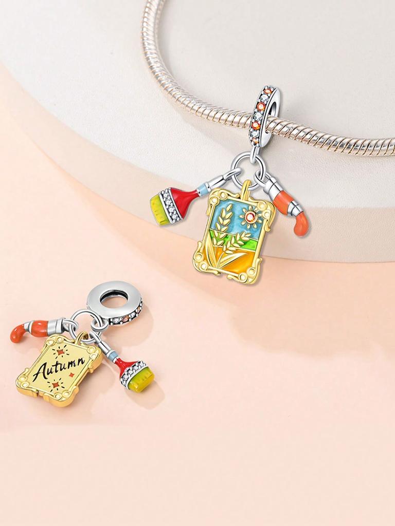 Autumn Pumpkin Squirrel Peacock Beads Charm Copper Plated Fit Charms Copperoriginal Bracelet For Jewelry Making Diy Charm