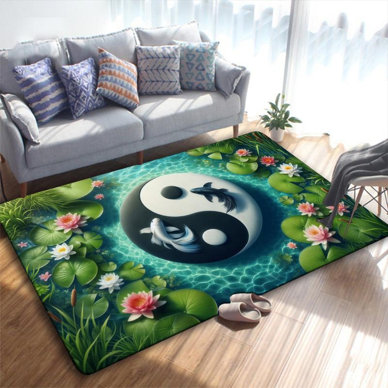 Yin Yang Koi Fish Carpet Rug for Living Room Bedroom Home Sofa Decoration,Kids play Non-slip Floor Mat