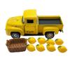 Vintage Alloy Lemon Truck Model with Mini Faux Lemons Summer Home Decors Miniature Vehicle Collectible Ornament Gift