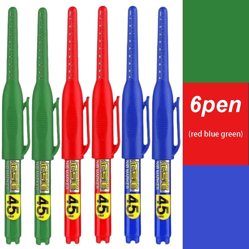 45mm Tip Waterproof Long Head Marker Pen set Quick-Dry Ink for Woodworking Construction Deep Hole Non-Toxic Black Red Blue White
