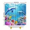 Dolphins Coral Reef Shower Curtain Gray Dolphins Colorful Fish Sunny Ocean Polyester Washable With 12 Hooks For Bathroom Decor