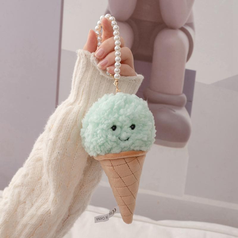 Candy-colored Ice Cream Cone Ice Cream Bag Key Pendant Super Soft Dolls Cartoon Plush Toys Comfortable Fabric Birthday Gifts