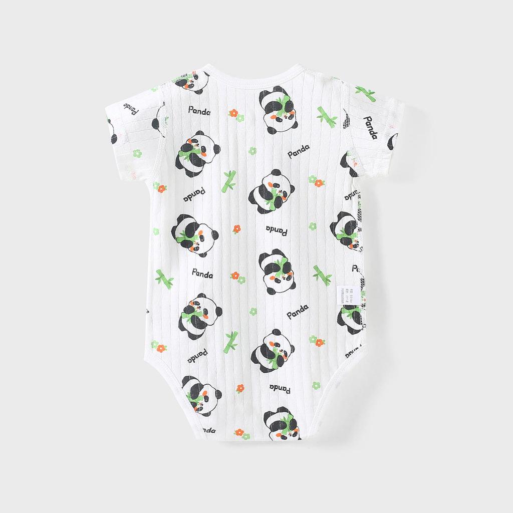 Reiner Baumwoll-Kurzarm-Neugeborenen-Body mit Druckknöpfen im Schritt - Leichter Baby-Strampler für Frühling und Herbst