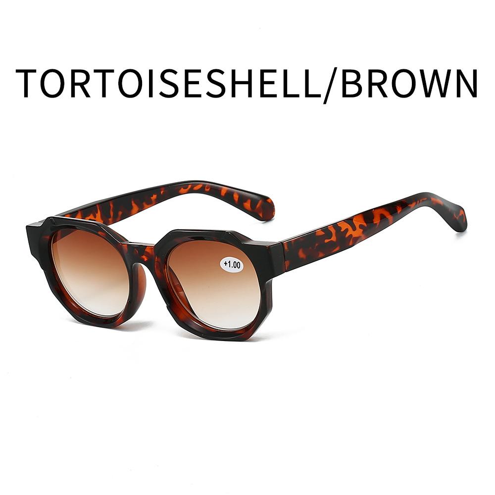

2514 Sun Reading Glasses Men And Women Japanese And Korean Fashion Polygonal Sunglasses Ultra-Light High Definition Old Glasses 0-degree - tea-colored lenses - glasses