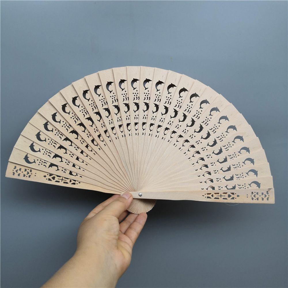 Handle Hand Fan Photo Prop Tool Folding Fans Hand Held Flower Fans Hollow Dance Hand Fans