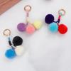 Bag Pendant Small Plush Ball Decor Keychain Soft Velvet Fluffy Ball Tote Suitcase Key Holder with Braided Rope Backpack Ornament