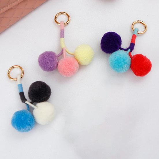 Bag Pendant Small Plush Ball Decor Keychain Soft Velvet Fluffy Ball Tote Suitcase Key Holder with Braided Rope Backpack Ornament