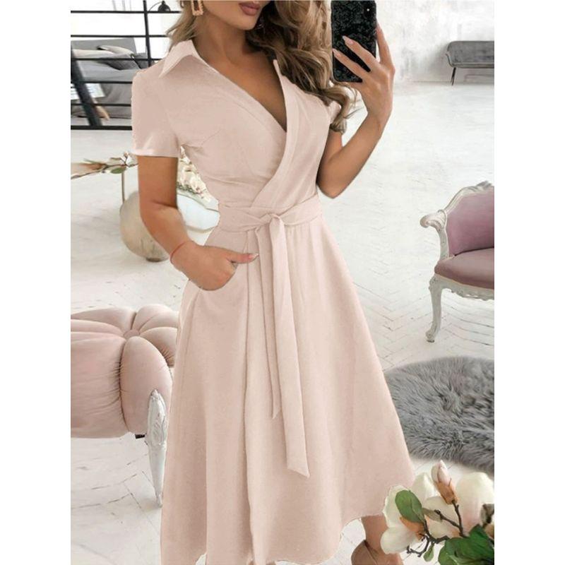 V-neck Printed Buttock Wrap Dress for Womenv Collar Print Sheath Dress